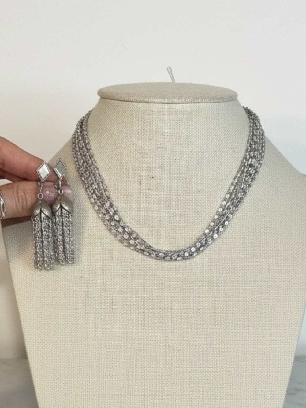 Vintage Sarah Coventry Silvery Cascade Necklace and Earring Set